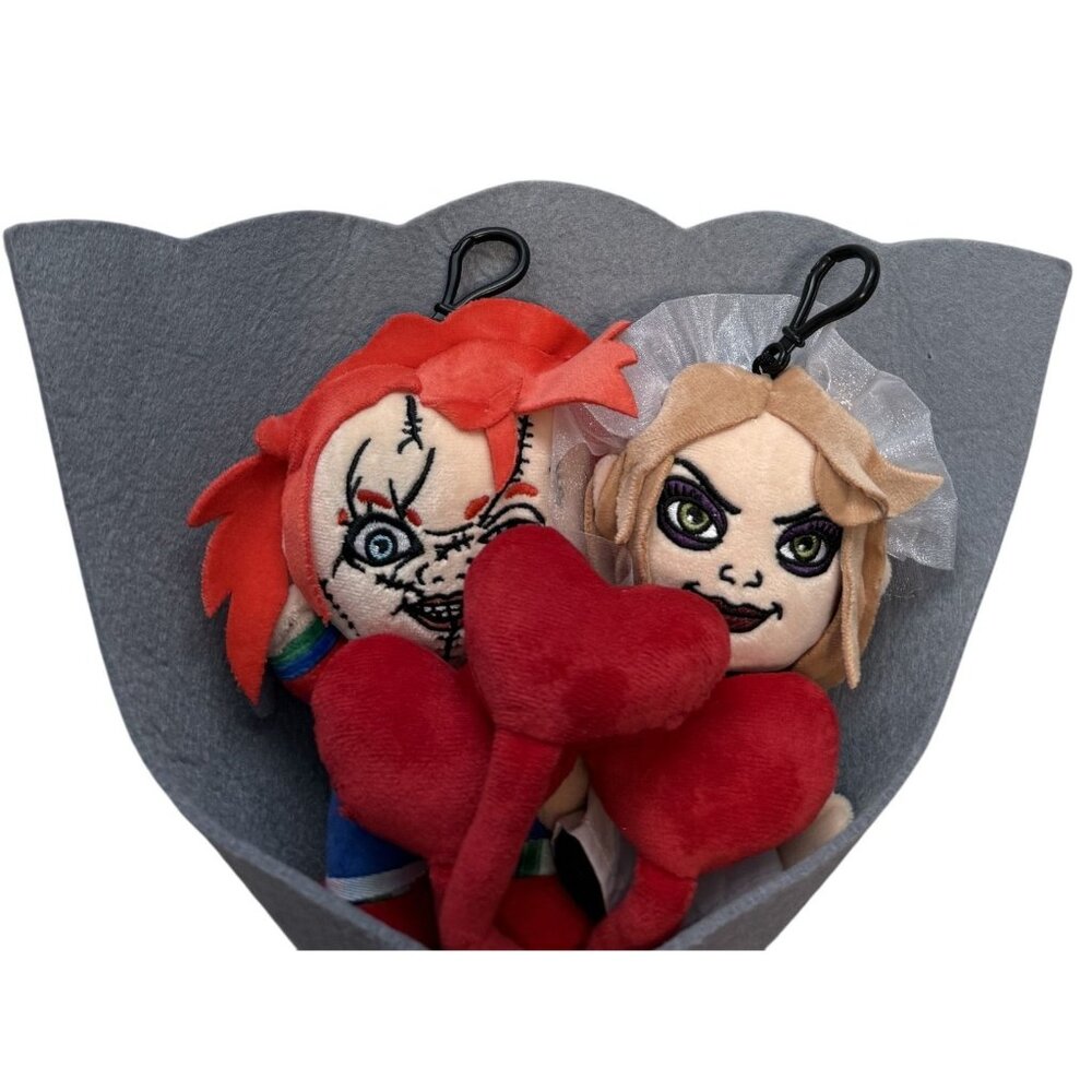 Chucky Ruz Chucky & Tiffany Plush Bouquet 16" Ramo De Peloches Gift Set Ages 8+ - Picture 2 of 7